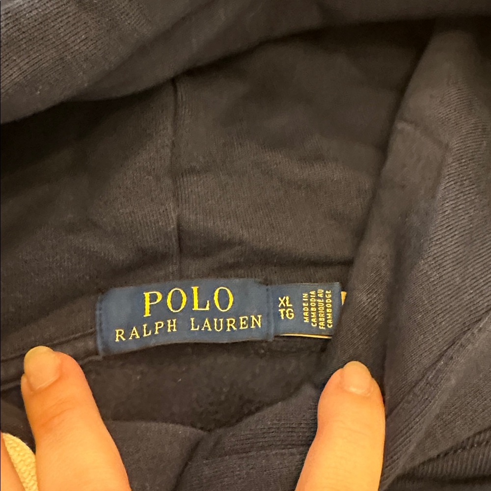 Polo Ralph Lauren Navy Blue RL Monogram Letterman Hoodie Sweatshirt, Size XL - Picture 3 of 4